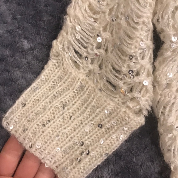 NWT: Express Sz S white with sequin shrug - Picture 2 of 4